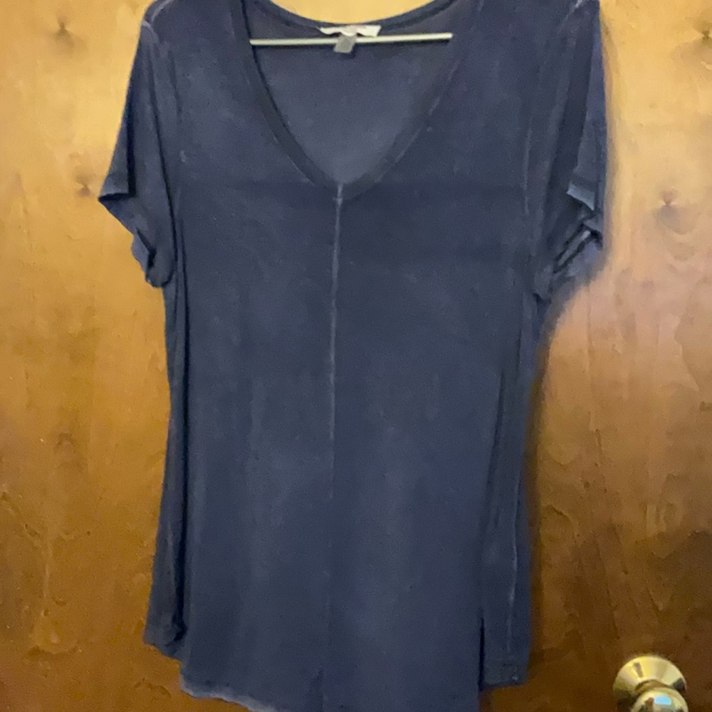 Casual Blue V-Neck T-Shirt
